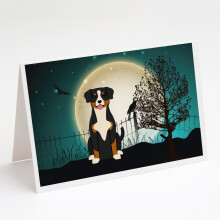 Stra   ideln    halloweenske pohladnice a ob   lky Entlebucher, balenie 8 kusov