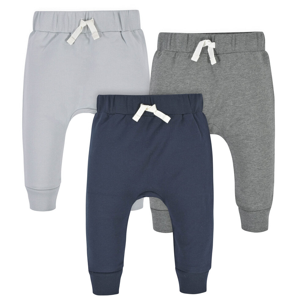 Gerber Baby Boys' Toddler 3-Pack Jogger Pants Navy/Gray Newborn