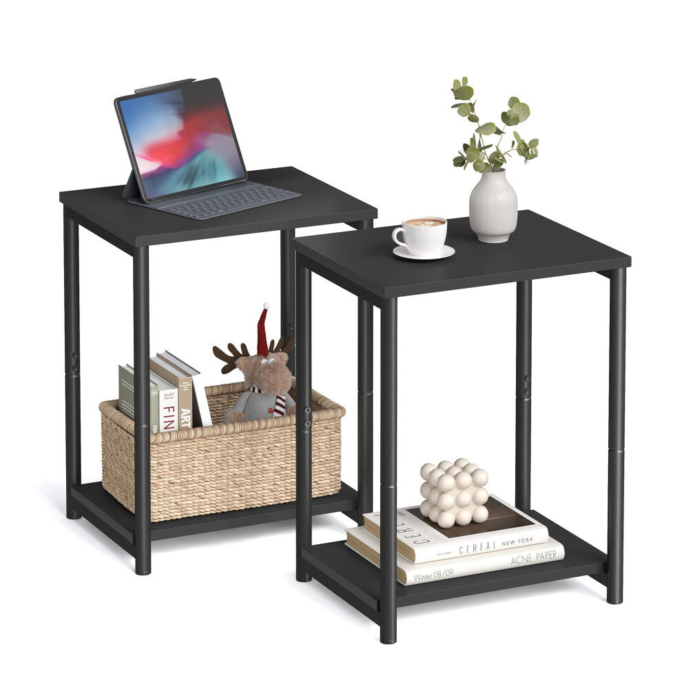 VASAGLE Side Tables Set Of 2 Small End Table Nightstand For Living Room Bedroom Office Bathroom Black ULET272B16