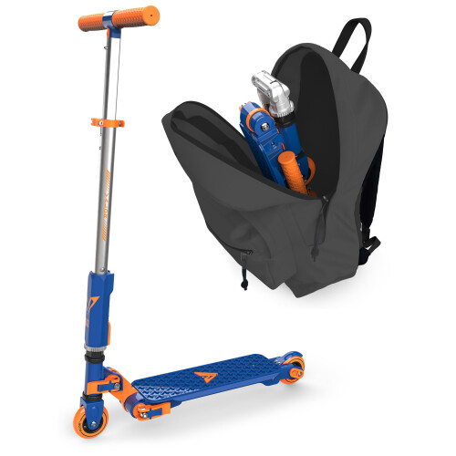 Valor Kick Scooter Toy  Ultra Compact &amp; Lightweight Foldable Scooter Kids with ABEC7 Wheel Bearing  Outdoor Toys for Kids Ages 8-12 and Up  Blue &amp; Ora