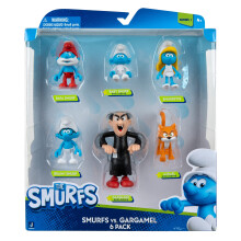 Die Schlmpfe GARGAMEL VS Schlmpfe 6-Figuren-Multipack mit 5,1 cm Schlumpfine Papa Schlumpf Brainy Schlumpf Baby Schlumpf Azrael 7,6 cm Gargamel