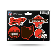 Rico Industries NFL Cleveland Browns 5-teiliger gestanzter Aufkleberbogen, kleine Cleveland Browns