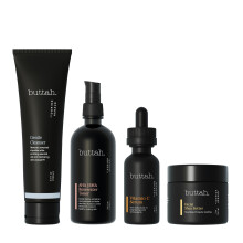Buttah Skin Supreme Kit for Melanin Rich Skin | Facial Shea Butter 2 oz | Vitamin C Serum 1 oz | Cleanser 3.4 oz | Rosewater Toner 3.4 oz | Black Owne
