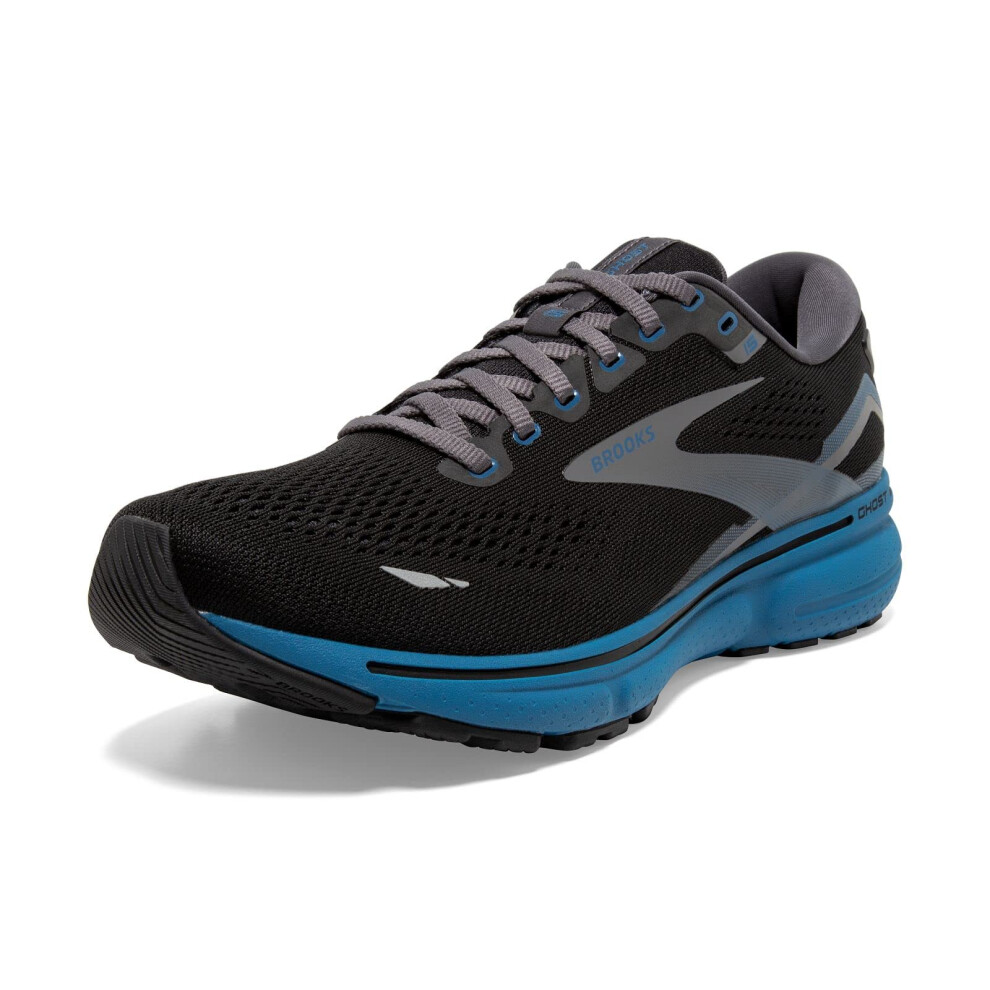 Brooks Men's Ghost 15 Neutral Running Shoe - Black/Blackened Pearl/Blue - 7 Medium