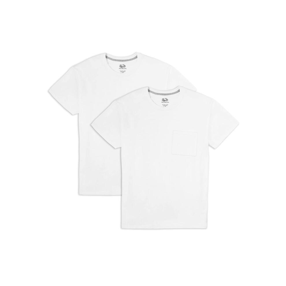 Fruit Of The Loom Men's Eversoft Cotton T-Shirts S-4XL Pocket-2 Pack-White 4X-Large