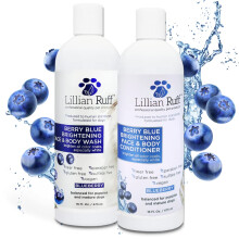 Lillian Ruff Berry Blue Brightening Face and Body Wash for Dogs - Blueberry Shampoo - Remove Tear Stains Hydrate Dry Itchy Skin Add Shine & Luster