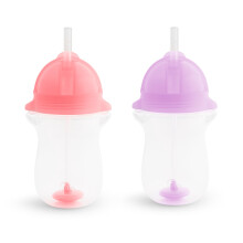 Munchkin Any Angle Sippy Cup pre batolat   , v   en    poh   r so slamkou pre batolat    s uz   verom Click Lock, 280 g, 2 ks, ru   ovo-fialov