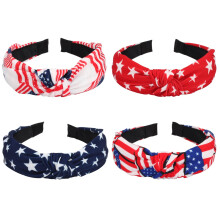 Budsmile 4 STUKS Amerikaanse Vlag Hoofdbanden voor Vrouwen Meisjes Onafhankelijkheidsdag 4 juli Rood Wit Blauw Patriottisch VS Boog Geknoopt Brede Ho