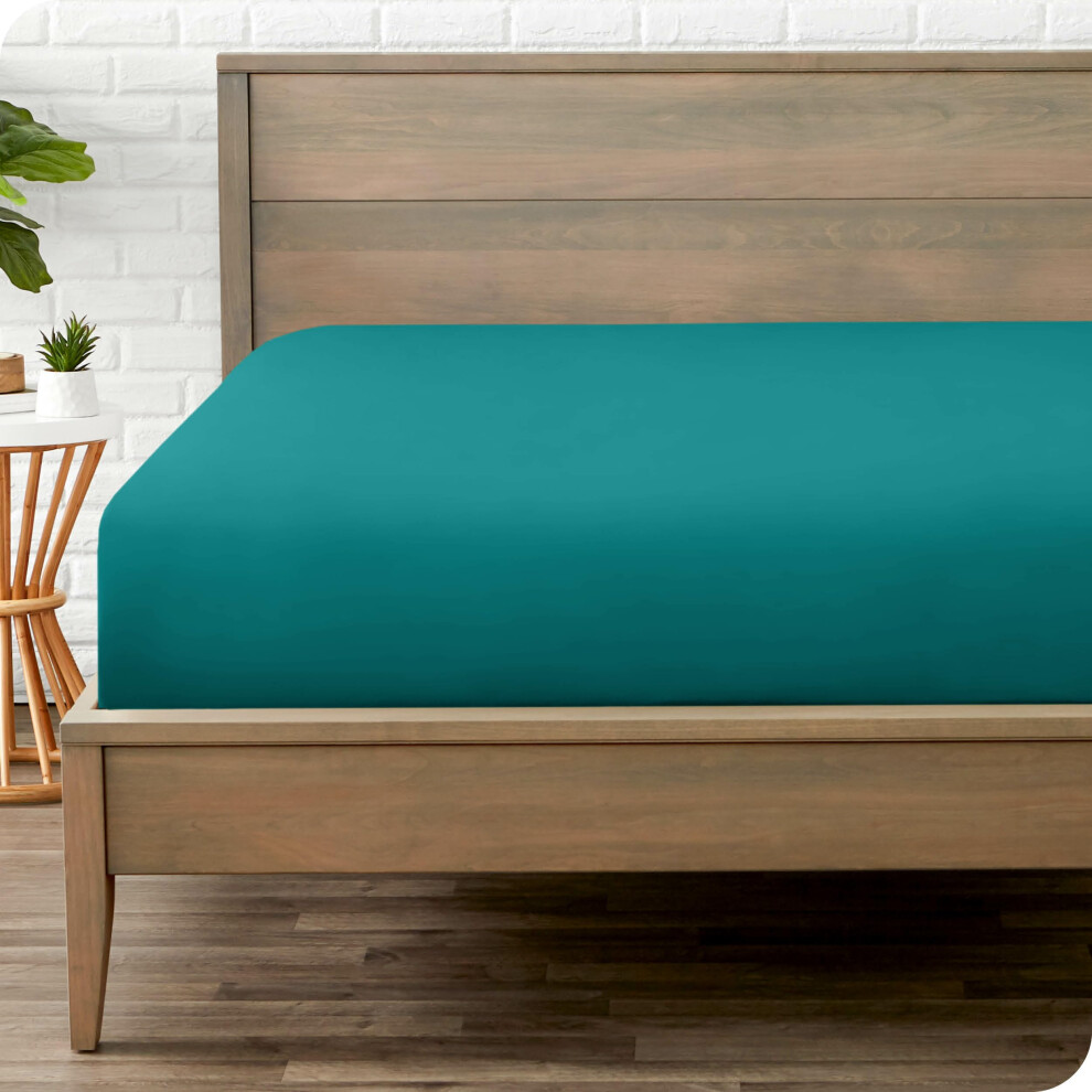 Drap-housse double - Microfibre Premium 1800 - Luxe h  telier ultra-doux - Poche profonde - R  sistant et durable - Drap-housse double (Twin Emerald)