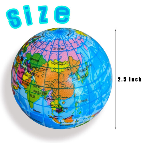 Globe Squeeze bolas de 2,5 polegadas de al   vio de estresse de terra de 2,5 polegadas Bolas de estresse de espuma macia brinquedo para a escola de 1