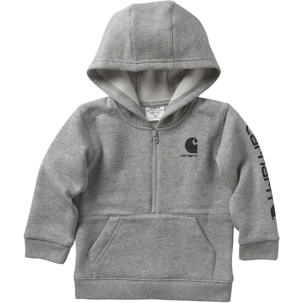 Carhartt Boys' Long-Sleeve Half-Zip Hooded Sweatshirt Grey Heather 2T