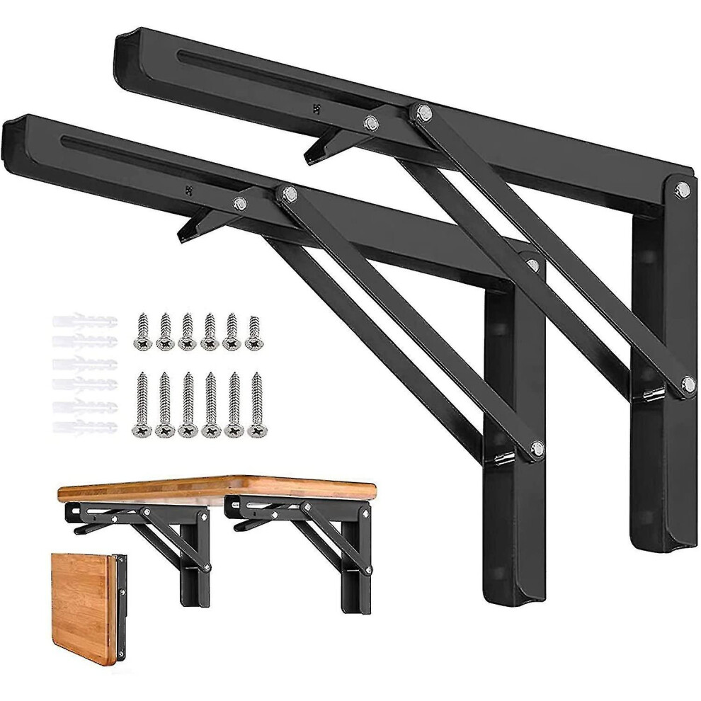 (20 Inch 50Cm) 2Pcs Folding Shelf Brackets - Heavy Duty Metal Collapsible Triangle Shelf Bracket, Diy Wall Mounted Folding Table Hinge, Space Saving F 3247719469125