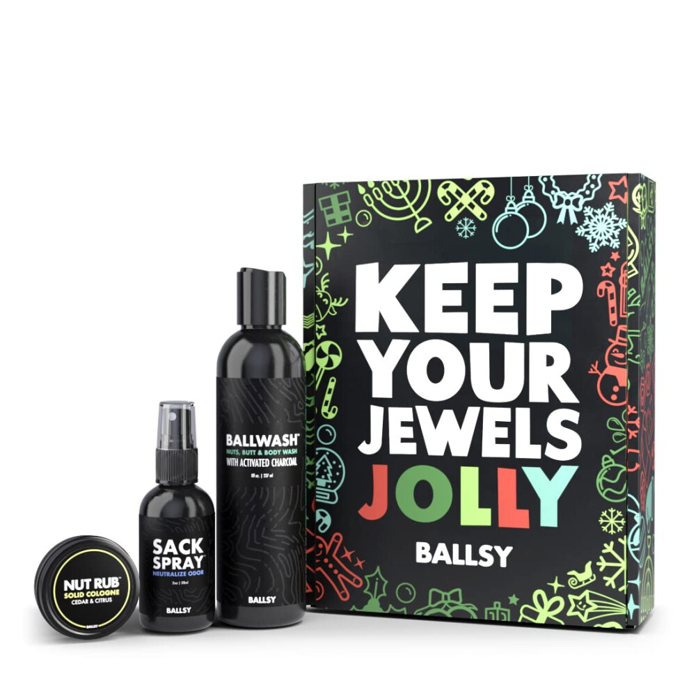 Coffret cadeau Ballsy pour homme Jolly Jewels Pack comprenant un gel douche, un spray d   odorant et une eau de Cologne Rub Produits d'hygi   ne pour