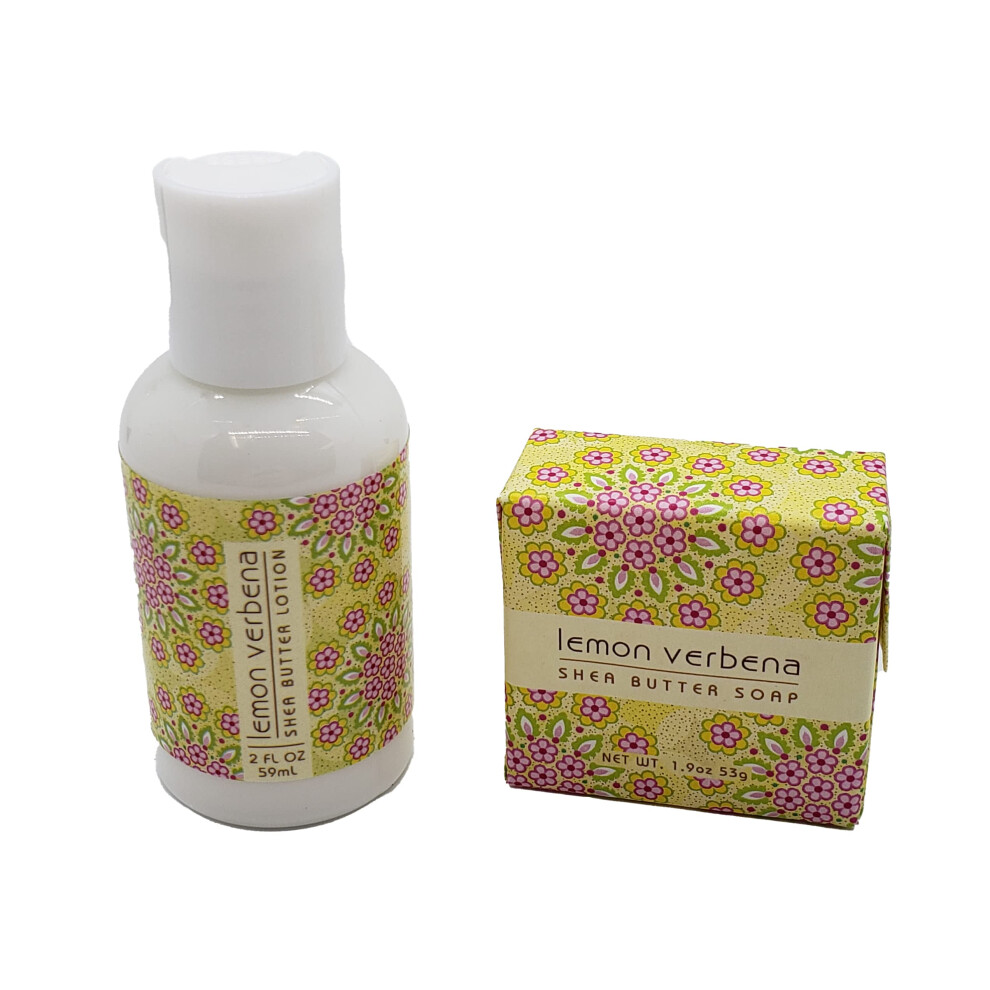 Greenwich Bay Tradin Greenwich Bay Trading Company Botanical Collection Bundle: Lemon Verbena - 2Oz Mini Wrapped Soap Block + 2Oz Mini Shea Butter Lotion Pack Of 2