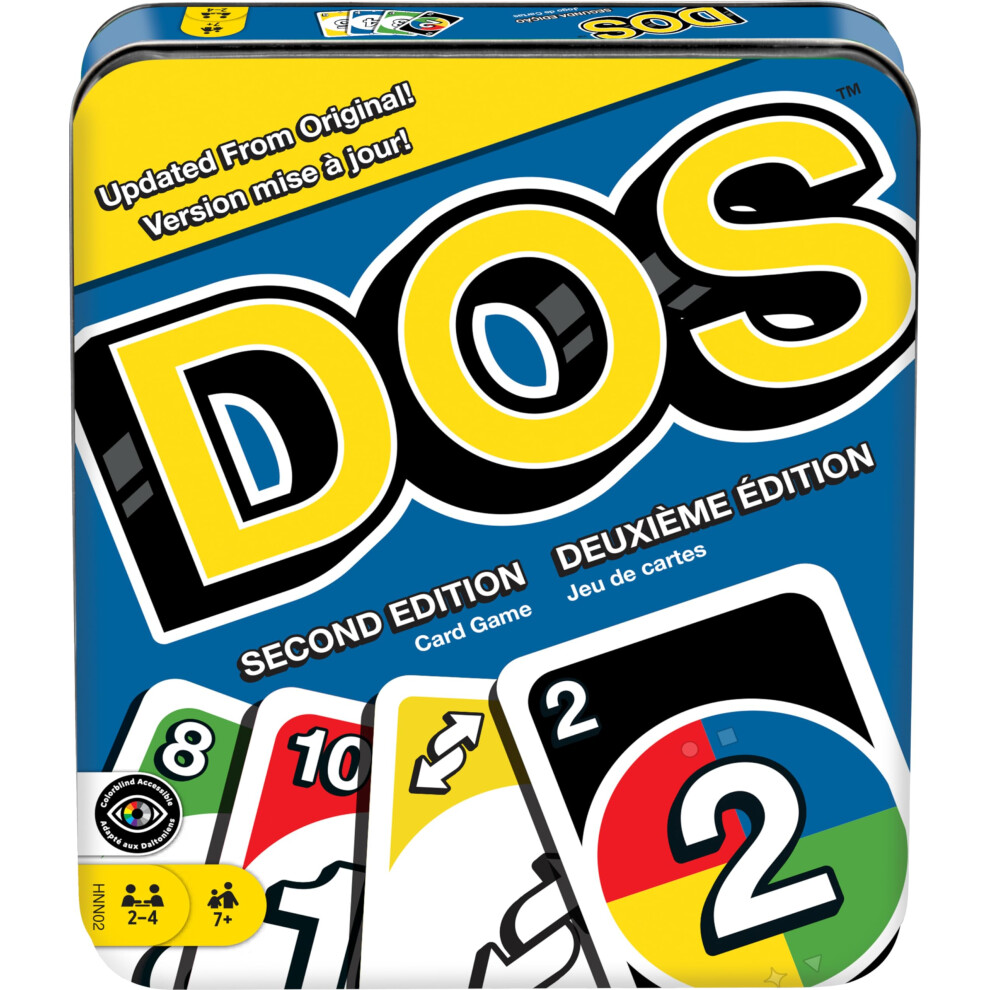 Mattel Games DOS Card Game Second Edition Family Travel Game With Updated Rules For Kids & Adults In Storage Tin