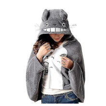 Totoro Lovely Plush Soft Cloak Totoro Cape Cat Cartoon Cloak Coral Fleece Air Blankets Great Gifts 150*70cm_m