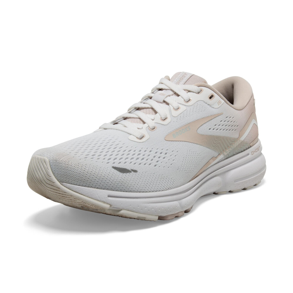 Brooks Women's Ghost 15 Neutral Running Shoe - White/Crystal Grey/Glass - 12 Medium