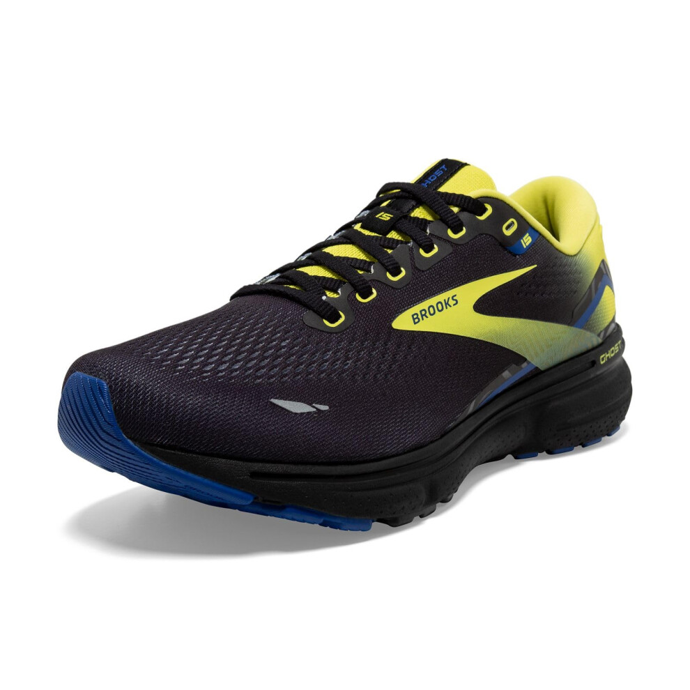 Brooks Men's Ghost 15 Neutral Running Shoe - Black/Nightlife/Blue - 14 Medium