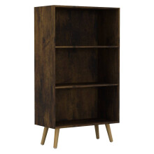 (Rustic Brown, Beech) 60cm Wide 3 Tier Bookcase Storage Cabinet Scandinavian Style Legs Dining Room Display