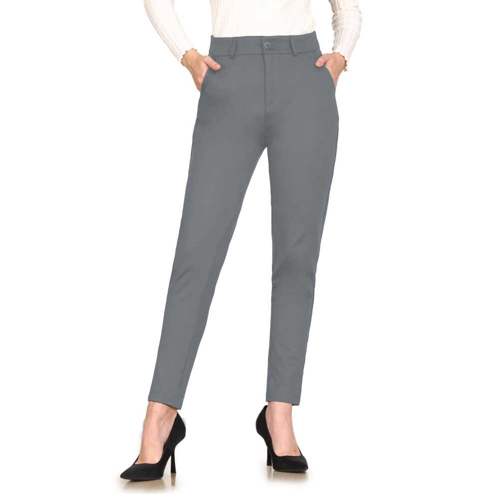 Pantalon habill    pour femme, coupe slim, taille haute, coupe slim, pour le travail et les affaires, coupe professionnelle, entrejambe de 68 cm, gris