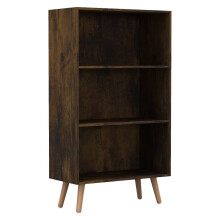 (Rustic Brown, Pine) 60cm Wide 3 Tier Bookcase Storage Cabinet Scandinavian Style Legs Dining Room Display