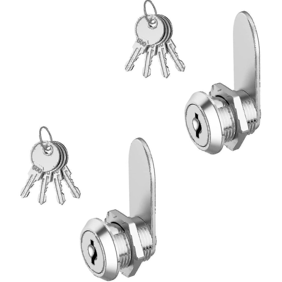 Set of 2 letterbox locks 16 mm with 4 keys, diameter 18 mm, cabinet and drawer lock, reinforced security