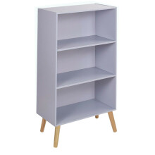 (Grey, Pine) 60cm Wide 3 Tier Bookcase Storage Cabinet Scandinavian Style Legs Dining Room Display