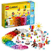 LEGO Classic Creative Party Box Bricks Set 11029 Giochi per famiglie da giocare insieme Include 12 mini-giocattoli da costruire: Orsacchiotto Clo