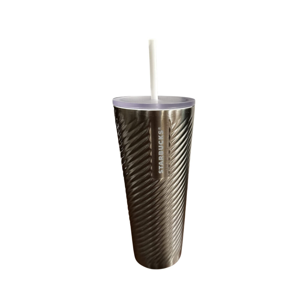 Starbucks Metallic Candy Textured Spiral SS Tumbler 2022 Christmas silver