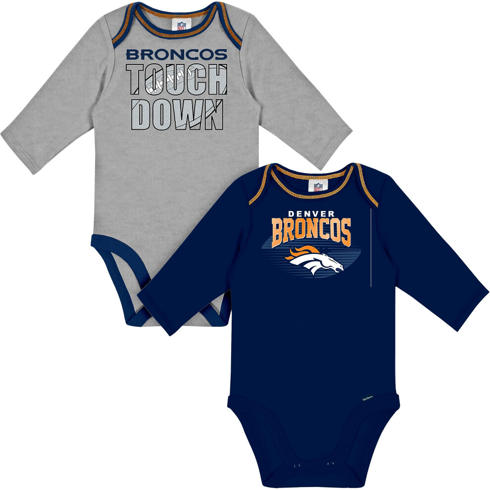 NFL Gerber Unisex Baby 2 Pack Long Sleeve Onesie Bodysuit Team Color 3-6 Months