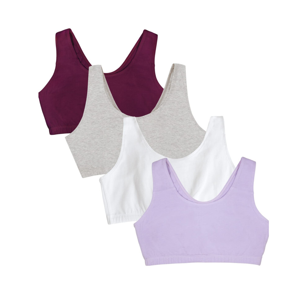 Fruit Of The Loom Women's Built Up Tank Style Sports Bra Value Pack Purple/White/Lilac/Grey 38