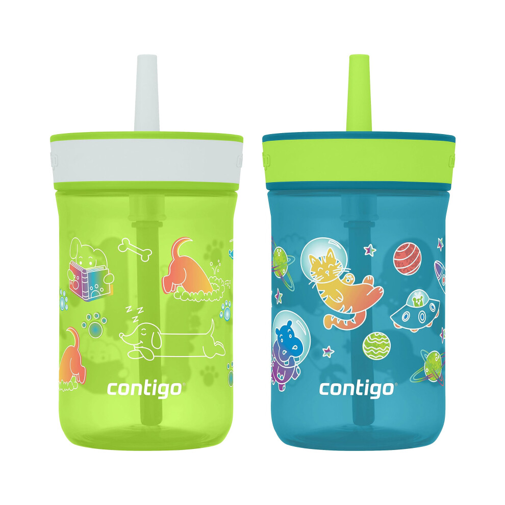 Contigo Kids Leighton Straw Tumbler With Spill-Proof Lid 14 Oz. 2-Pack