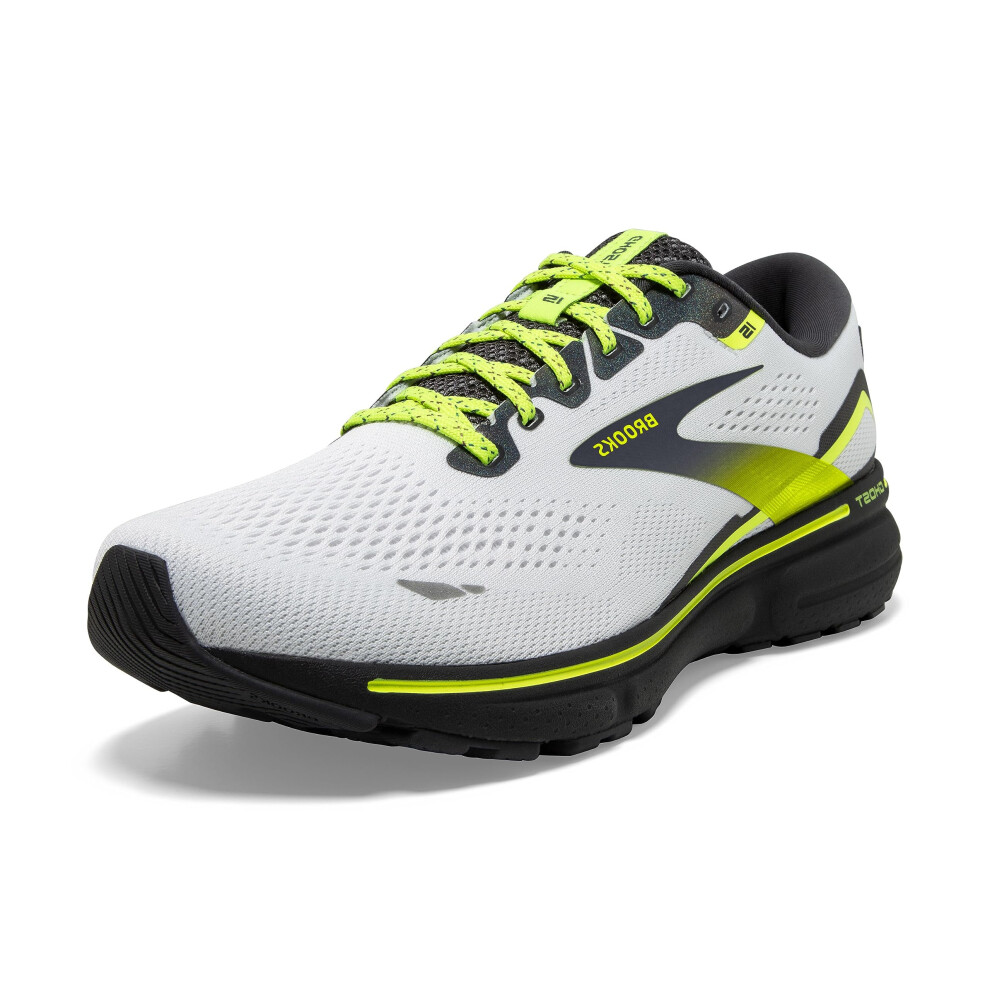 Brooks Men's Ghost 15 Neutral Running Shoe - White/Ebony/Nightlife - 8 Medium