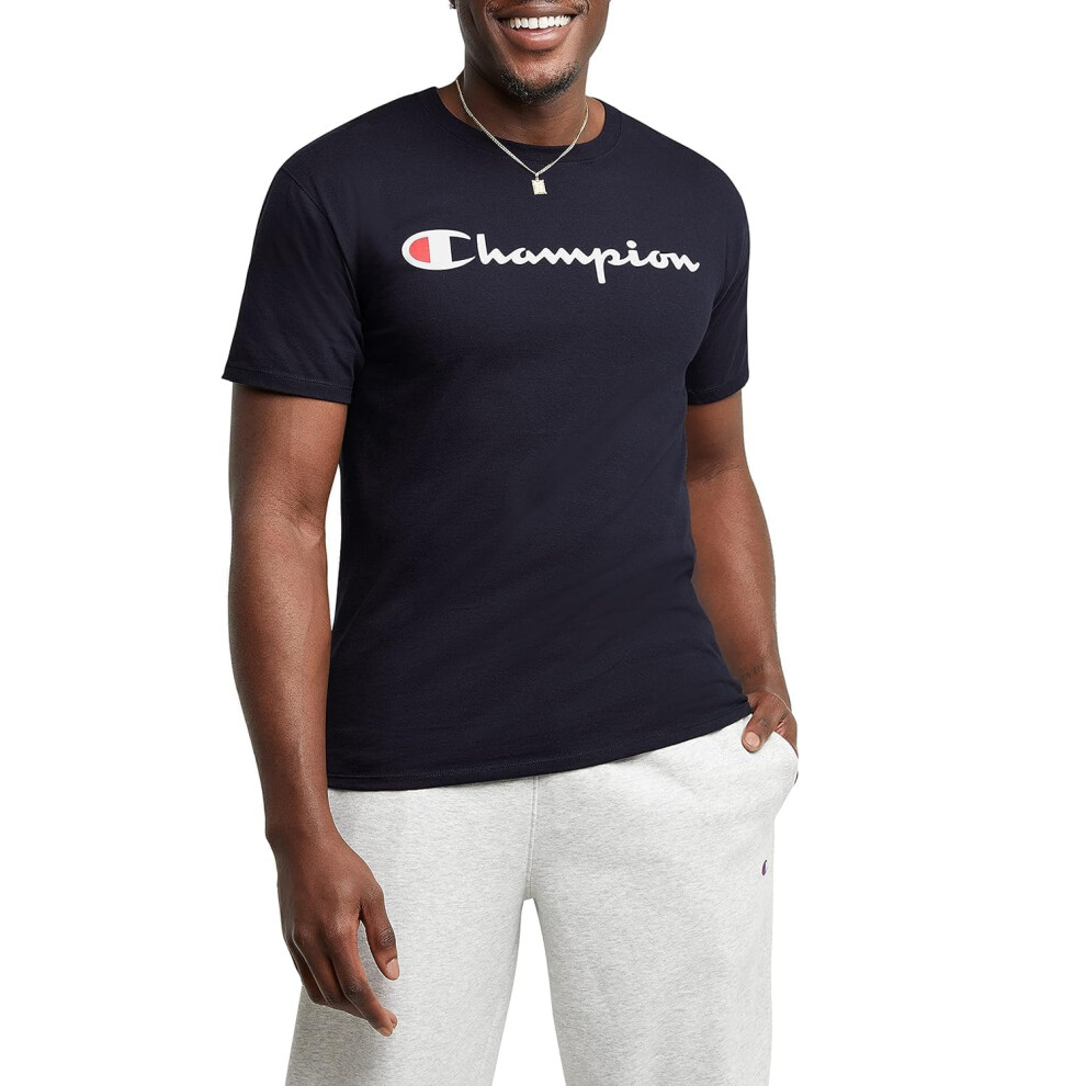 Champion Classic Graphic Soft And Comfortable T-Shirts For Men Logo Reg. Or Big & Tall Navy Script 4X-Large