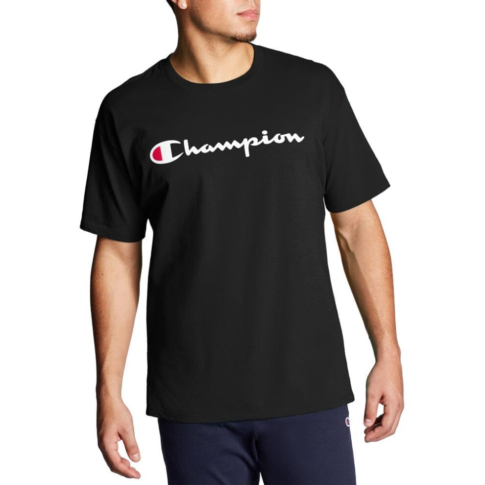 Champion Classic Graphic Soft And Comfortable T-Shirts For Men Logo Reg. Or Big & Tall Black Script 5X-Large