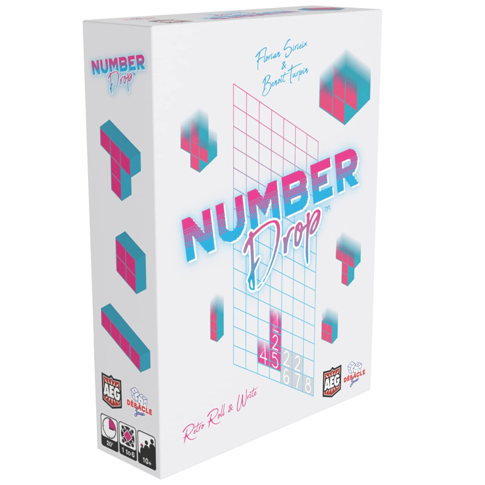 Aeg Alderac Entertainment Group Number Drop - Retro Roll & Write Video Game Theme Alderace Entertainment Group Ages 10+ 1-6 Players 20 Min