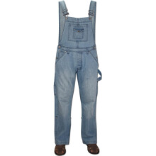 (Light Wash, XL) Mens Women Denim Dungarees FullLength Bib Overalls