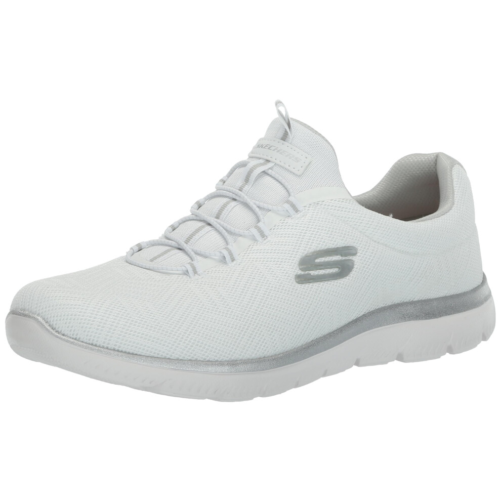 Skechers Women's Summits Sneaker White/Silver=WSL 5