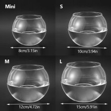 (8cm) 8/10/12/15cm Simple Round Glass Fish Tank Round Ball Vase Transparent Hydroponic Vase