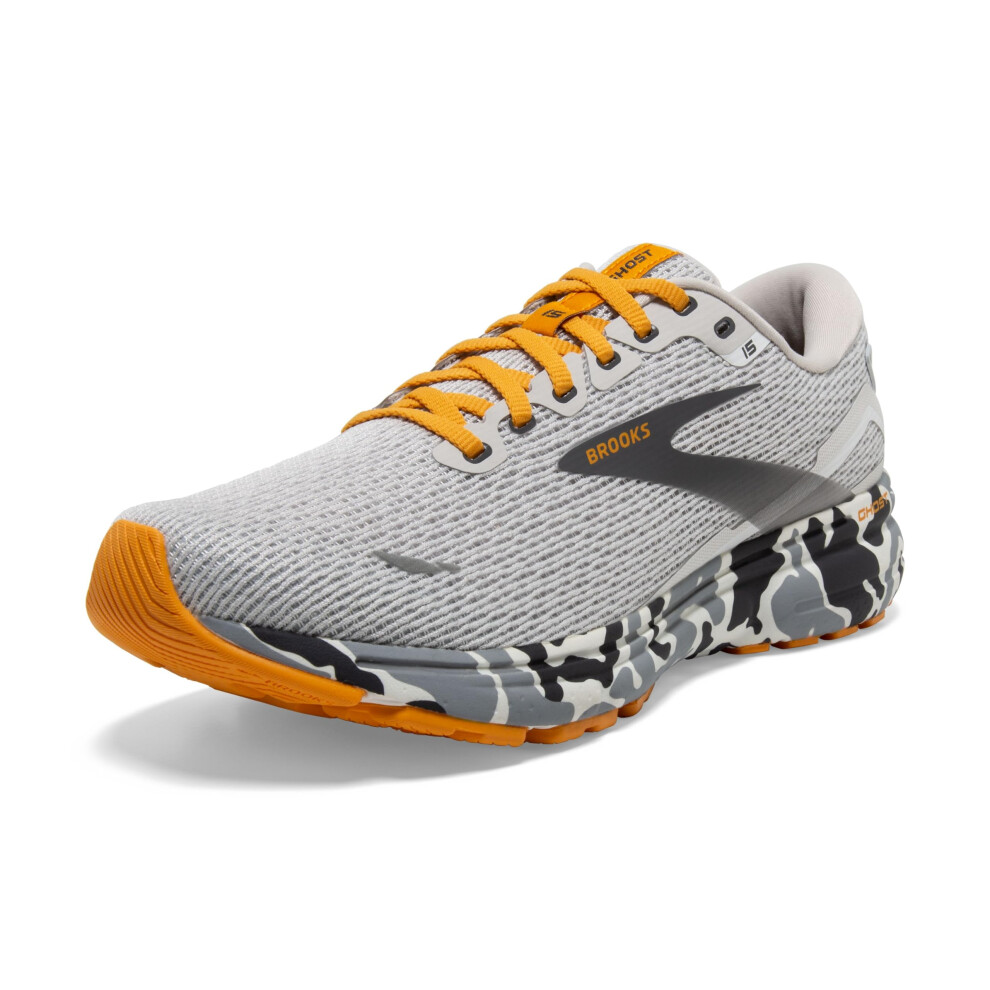 Brooks Men's Ghost 15 Neutral Running Shoe - Blanc/Gray/Sunflower - 8.5 Medium