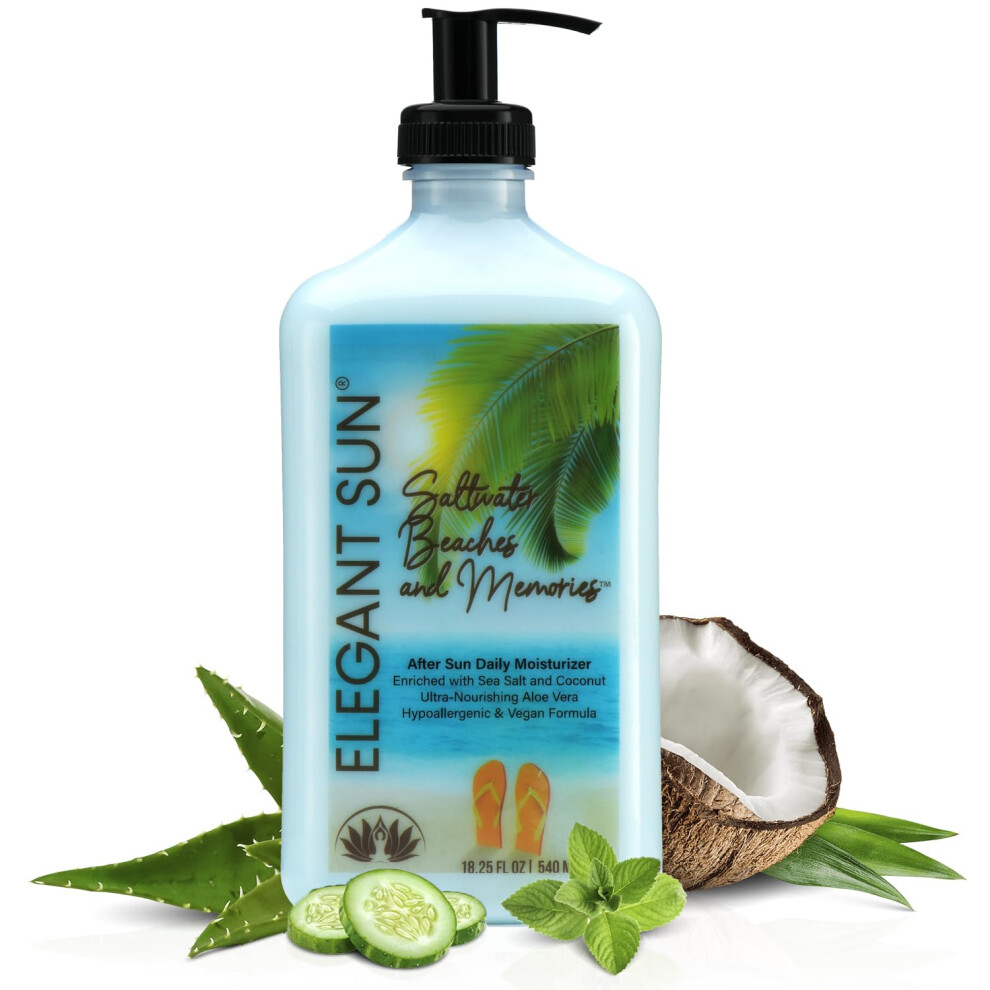 Saltwater Beaches Tan Extender  After Sun Lotion Tanning Bed Lotion  Aloe Vera Base Moisturizer  Hypoallergenic  Sensitive Skin Lotion for Men or Wome