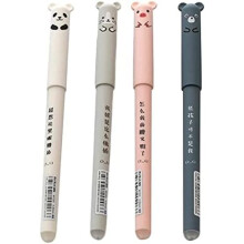 JOWXSX 4 PCS Cute Black Sleasable Gel Pen Cute School Supplies Cool Things Cartoon Slettbart Let at gnide Rub Gel Pen Cute Ballpoint Pen Gel Ink