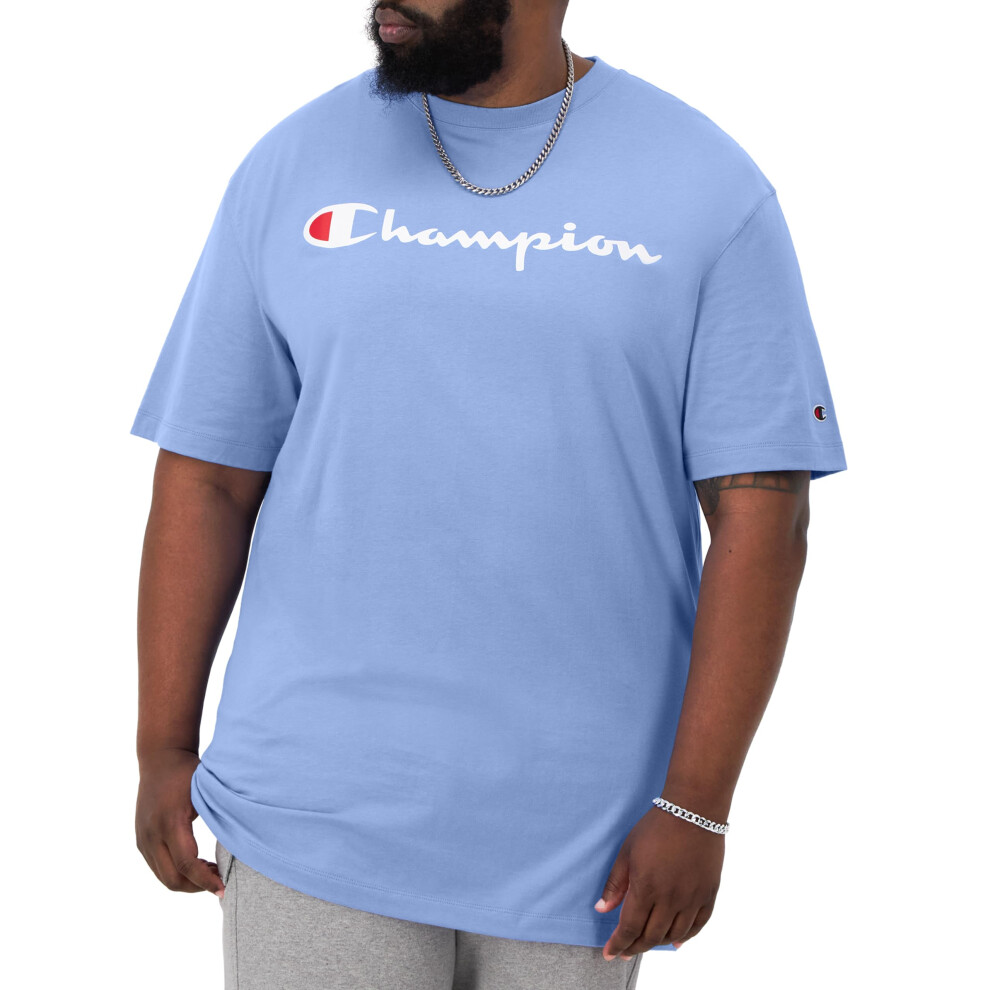 Champion Classic Graphic Soft And Comfortable T-Shirts For Men Logo Reg. Or Big & Tall Plaster Blue Script 3X-Large