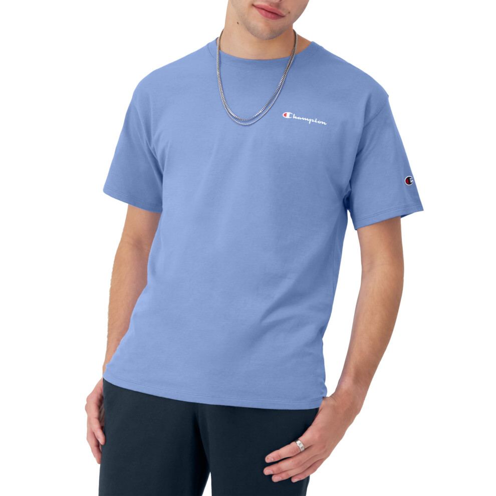 Champion Classic Graphic Soft And Comfortable T-Shirts For Men Logo Reg. Or Big & Tall Plaster Blue Small Script Medium