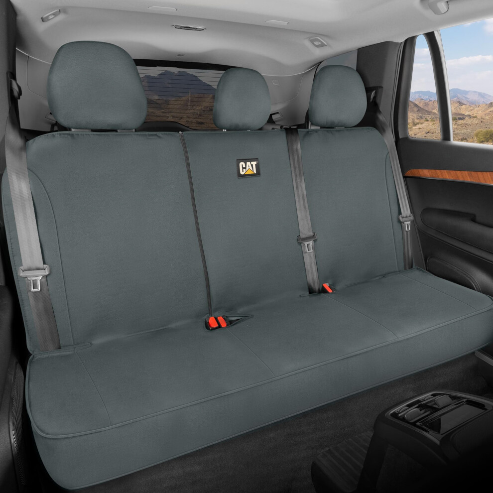 Cat Flexfit Back Seat Cover For Cars Trucks Suv Zipper Split Rear Bench Protector With Durable Canvas Material Interior Cover In Gray 826942169007