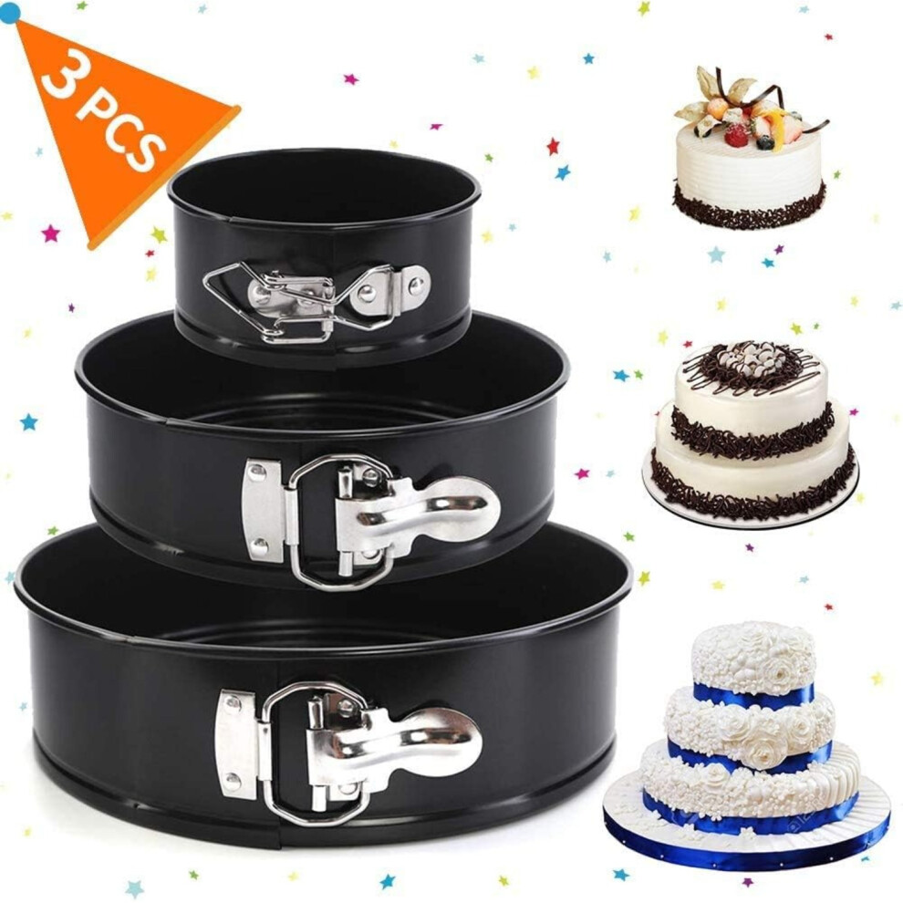 Mantraraj Cake Tin Set Nonstick And Leakproof 3 Pieces Cake Pan/Springform Cake Tin/Cheesecake 3 Tier Wedding Cake Pan Set