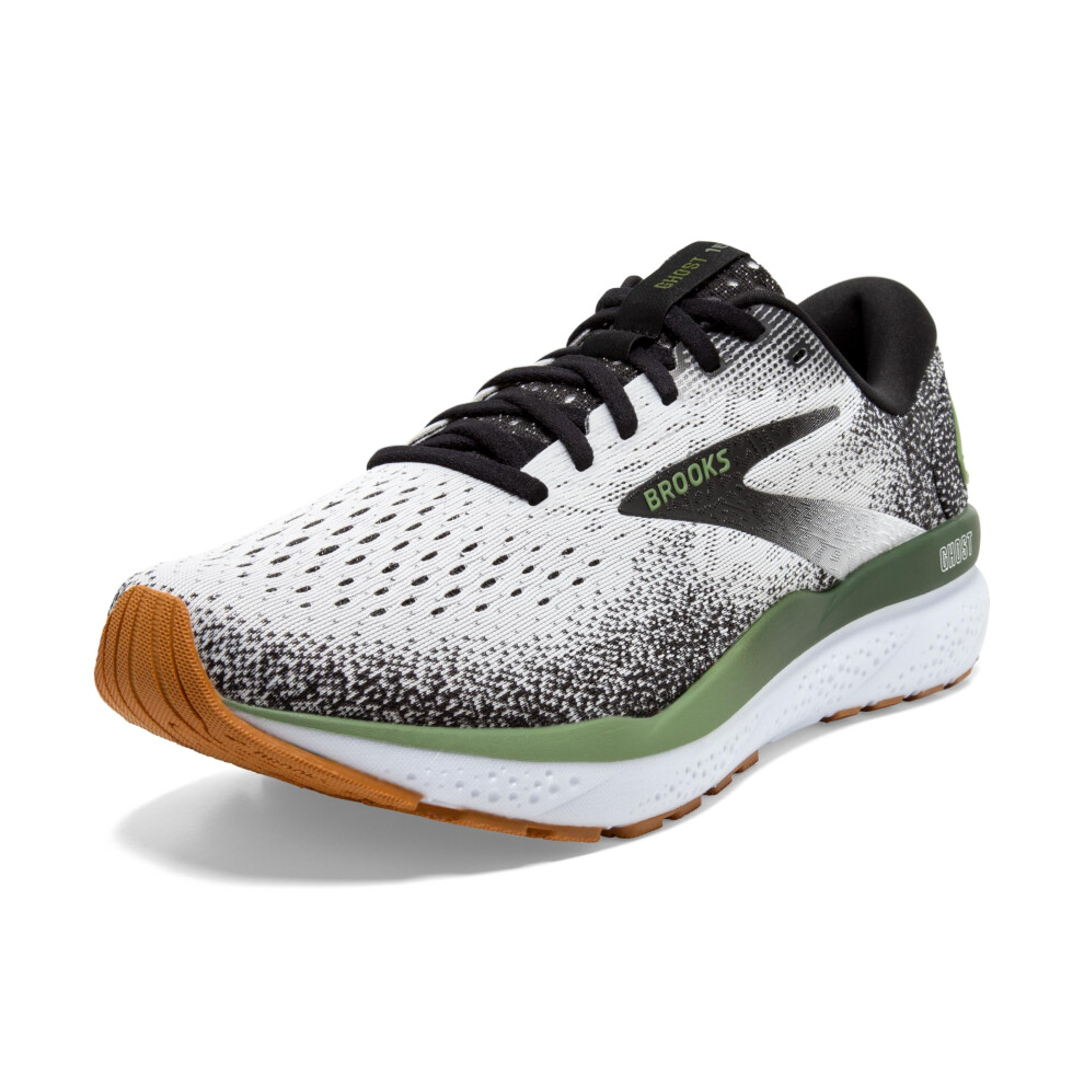 Brooks Mens Ghost 16 Neutral Running Shoe - White/Black/Green - 12 Medium