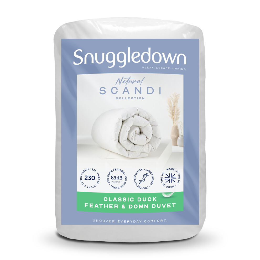Snuggledown (10.5 Tog, Single) Scandi Duck Feather & Down Duvet Uk Made