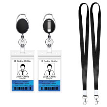 Tambur retractabil pentru insigna cu gheare ?i clema pentru suporturi pentru car?i de identitate (2 huse de identitate 2 mulinete retractabile 2