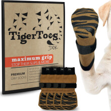 DOK TigerToes Premium Non-Slip Dog Socks for Hardwood Floors - Extra-Thick Grip That Works Even When Twisted - Prevents Licking Slipping and Great f